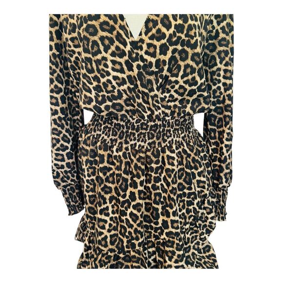 MICHAEL Michael Kors Women’s Leopard Print V-Neck Ruffle Dress (L) - Picture 5 of 10
